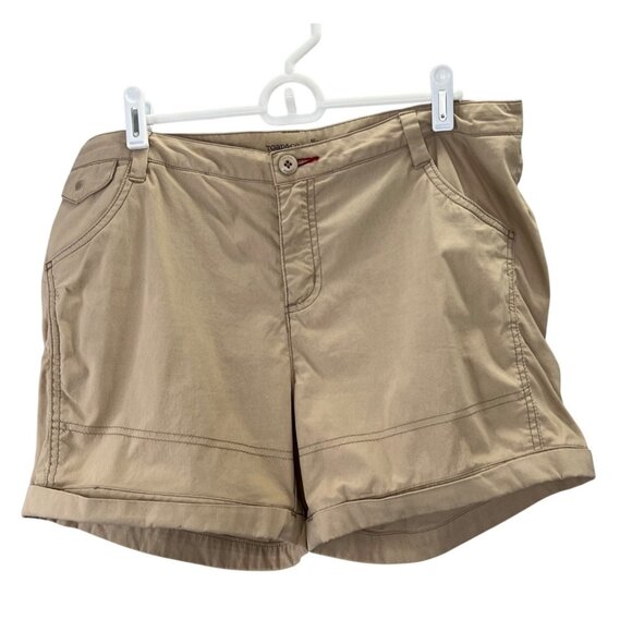 Toad & Co Renewal Workshop Khaki Shorts 10 Cuffed Hiking Casual Curved Pockets - Picture 1 of 6
